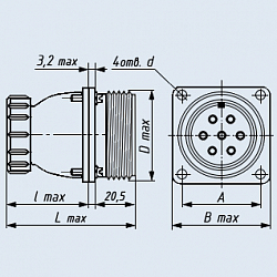 Фото ШР12ПК1ЭШ2 вилка приборная с прямым патрубком