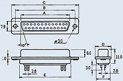 Фото DB-25F 25pin розетка на кабель