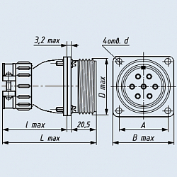 Фото ШР60ПК47НШ2 вилка приборная с прямым патрубком