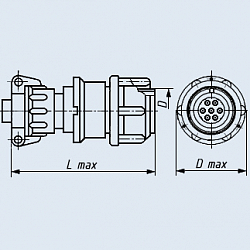 Фото 2РМ33КПН20Г1В1 розетка кабельная с прямым патрубком