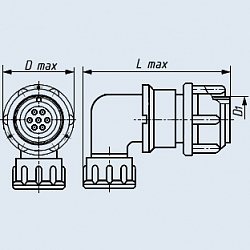 Фото 2РМД36КУЭ20Г6В1 розетка кабельная с угловым патрубком
