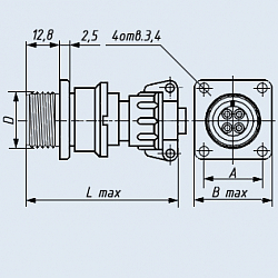 Фото 2РМТ14БПН4Ш1В1В вилка приборная (блочная) с прямым патрубком