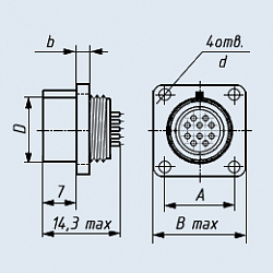 Фото МР1-76-8-В розетка приборная врубного сочленения без кожуха