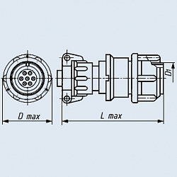 Фото 2РМД18КПН4Ш5В1 вилка кабельная с прямым патрубком