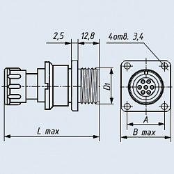 Фото 2РМ30БПЭ32Ш1В вилка блочная (приборная) с прямым патрубком