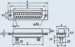 Фото DB-9M 9pin вилка на кабель