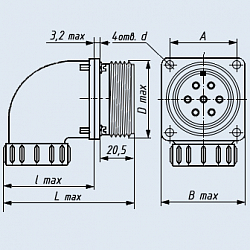 Фото ШР36СК15ЭГ4 розетка приборная с угловым патрубком