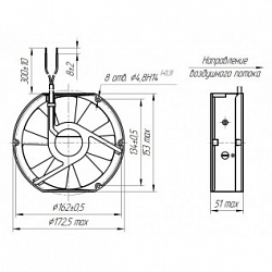 Изображение Электровентилятор осевой постоянного тока 1,4ЭВ-4-5-4225 Фото Электровентилятор осевой постоянного тока 1,4ЭВ-4-5-4225