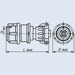 Фото 2РМТ30КПН32Г1В1В розетка кабельная с прямым патрубком