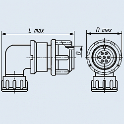 Фото 2РМ24КУЭ19Ш1В1 вилка кабельная с угловым патрубком