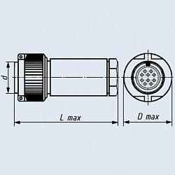 Фото МР1-76-6-В розетка кабельная резьбового сочленения с кожухом