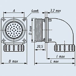 Фото 2РТТ32БУЭ1Ш12В вилка блочная с угловым патрубком
