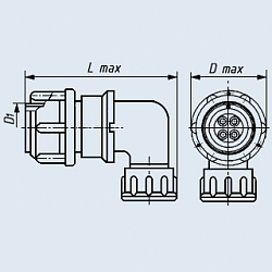 Фото 2РМТ42КУЭ30Г2В1В розетка кабельная с угловым патрубком