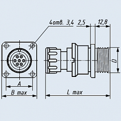 Фото 2РМД30БПЭ24Ш5В1 вилка блочная (приборная) с прямым патрубком