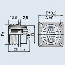 Фото 2РМП22Б10Ш1В1 вилка блочная (приборная) без патрубка