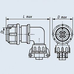 Фото 2РМТ42КУН50Г2А1ЛВ розетка кабельная с угловым патрубком