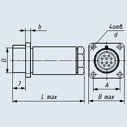 Фото МР1-19-7-В розетка приборная врубного сочленения с кожухом