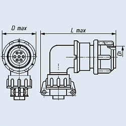 Фото 2РМД42КУН45Ш5В1 вилка кабельная с угловым патрубком